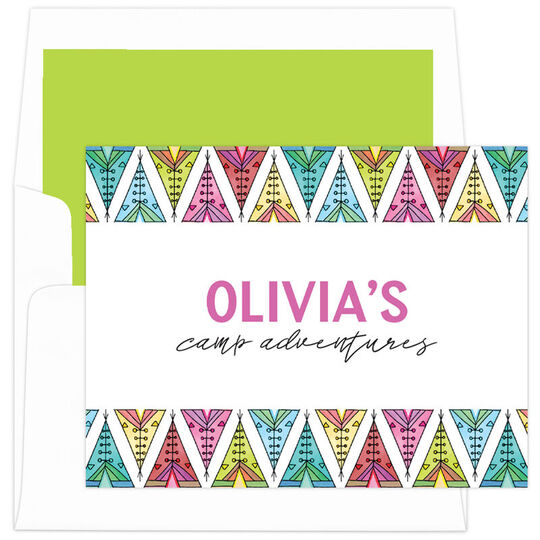 Multicolor Teepees Folded Note Cards